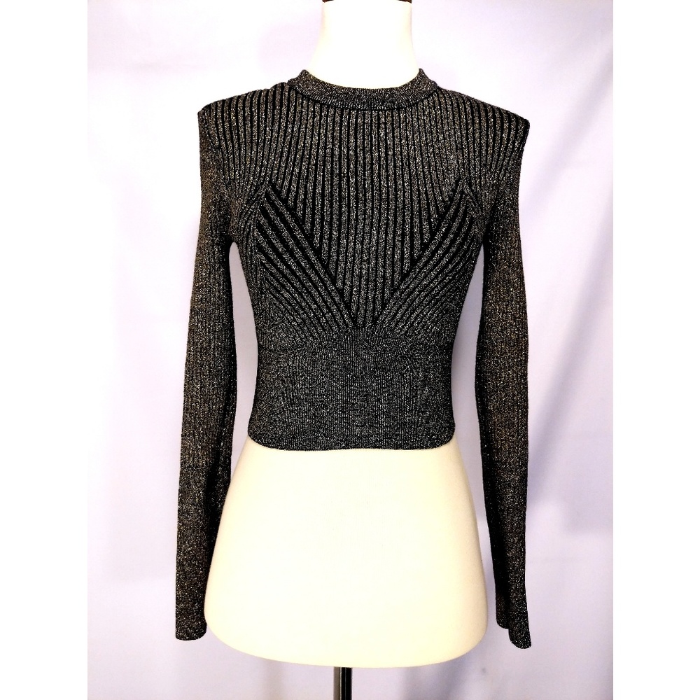 Nasty Gal shimmery gold and black crop top